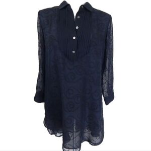 J. Mclaughlin Black Silk Clip Dot Blouse